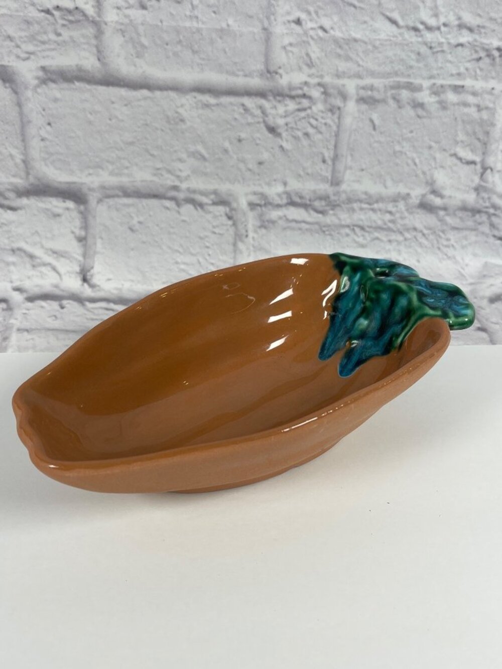 Vintage Ceramic Terracotta Bowl Handcrafted Green Glaze Southwest Chili Pepper - Picture 11 of 11
